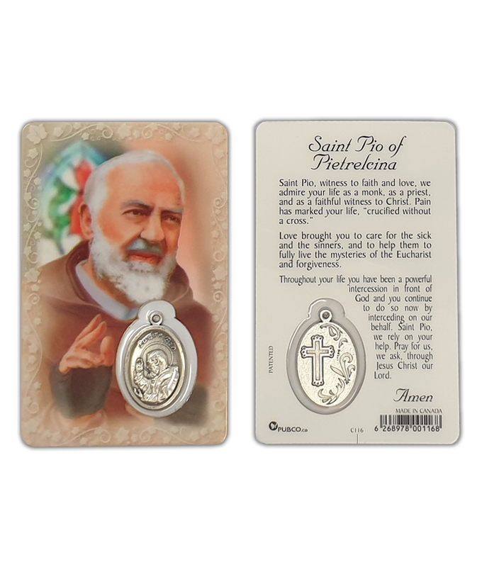 Laminated Card Medal Padre Pio Laminated Cards Pleroma Christian