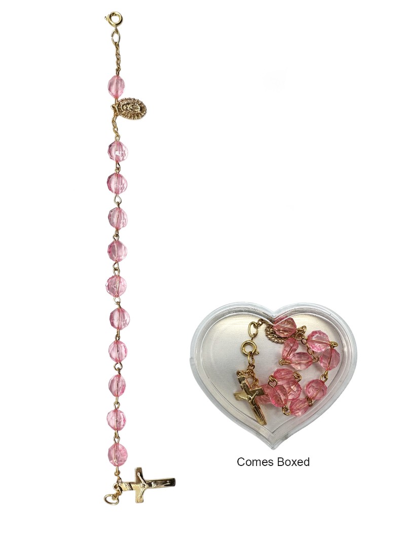 Pink on sale rosary bracelet