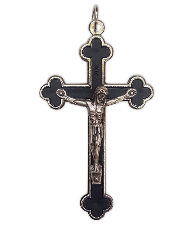 Crucifix: Black 60mm - Crucifix Pendants - Pleroma Christian Supplies