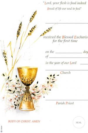 Certificate: First Holy Communion