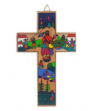 Cross: Wooden El Salvadorian Christ Community 18 cm