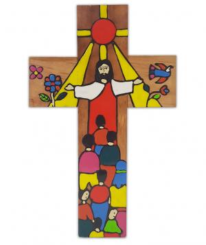 Cross: Wooden El Salvadorian Christ Of All Nations