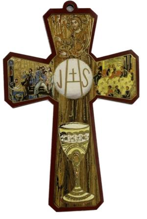 Cross: Wood Look with Chalice