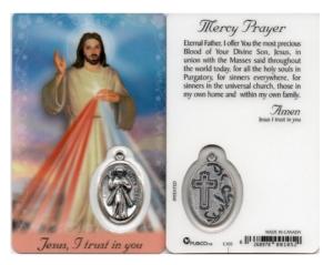 Laminated Card & Medal: Divine Mercy