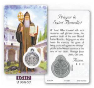 Laminated Card & Medal: St Benedict