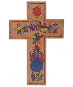 Cross: Wooden El Salvadorian Joining Hands 18 cm