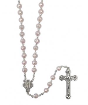 Rosary: Pearl 7mm Pink
