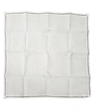 Corporal: Linen Silver Emb/Lace Trim