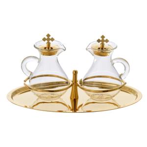 Cruet Set: Complete - Glass & Gold