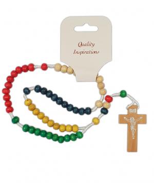 Rosary: Missionary on Cord/Colour Each Decade, Wood