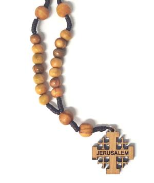 Rosary: Anglican Prayer Beads w Wooden Jerusalem Cross