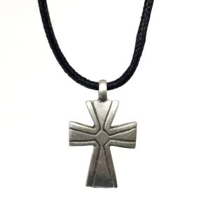 Pendant: Cross w Black Adjustable Cord