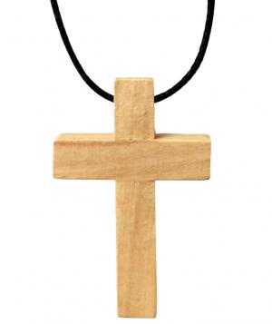 Necklace: Olive Wood  Cross With Cord