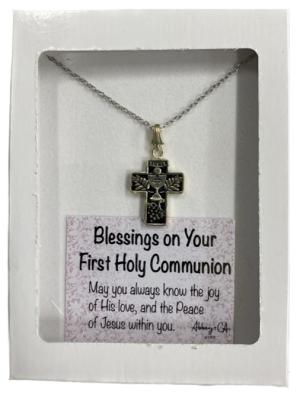 Necklace: Communion Blessing Cross on Chain Silver