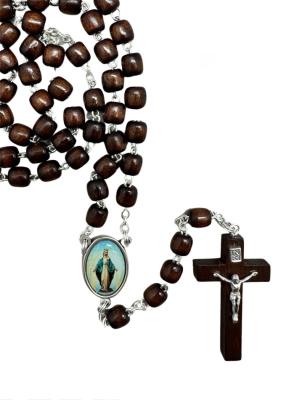 Rosary: Wooden Round Bead - Miraculous