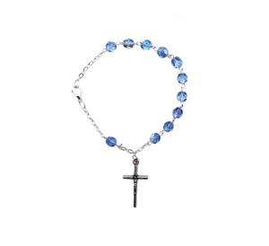 Rosary Bracelet: Glass 6mm Beads Blue