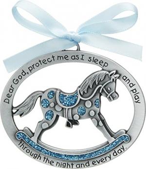 Cot Medallion: Rocking Horse - Blue