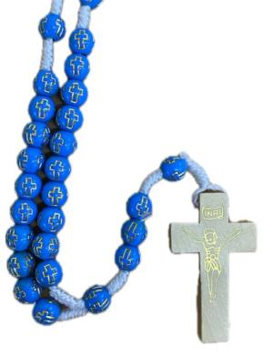 Rosary: Wooden on Cord - Blue