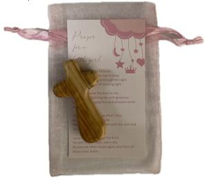 Cross: Baby Girl's First Cross, Holy Card & Organza Bag