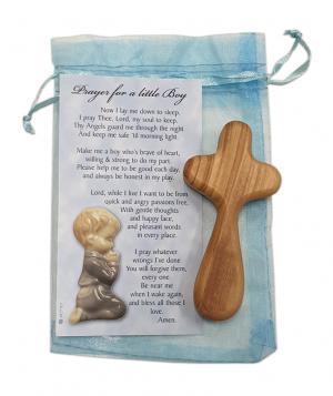 Cross: Baby Boy's First Cross, Holy Card & Organza Bag