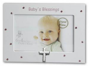 Photo Frame: Baby's Blessings with Pink Diamante