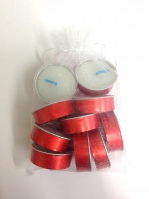 Tealight Giftset: 10 Red Tealights in Organza Bag