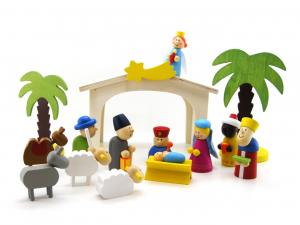 Nativity Set: 8.5cm Children's Wooden 15 pieces