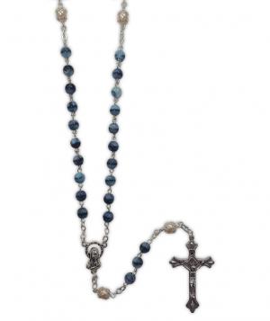 Rosary: Blue Grey with Pearl