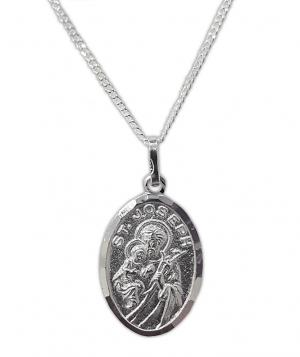 Necklace: St Joseph Sterling Silver Medal & Chain