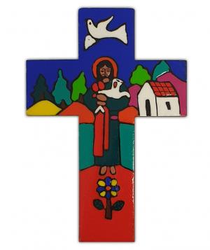 Cross: Wooden El Salvadorian Good Shepherd 13 cm