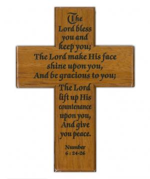 Cross: Wood Mahogany The Lord Bless 100 mm