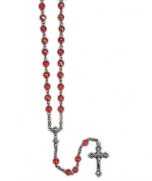 Rosary First Holy Communion: Red Acrylic Crystal