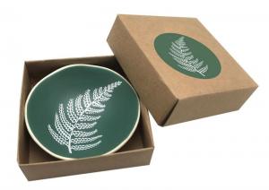 Small Bowl: White Fern On Green, 7cm