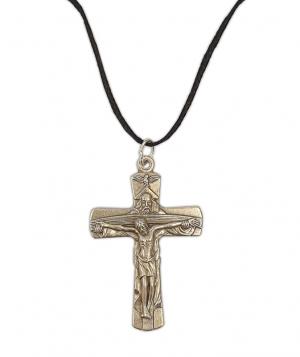 Necklace: Crucifix on a Adjustable Wax Thread