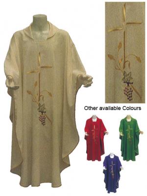 Chasuble & Stole: Cross & Wheat