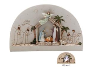 Nativity Scene: Holy Family with LED Light