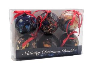 Christmas Ornaments with Nativity Scene - Set of 6