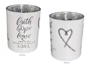 Candleholder: Faith, Hope, Love