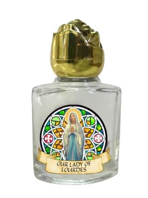 Holy Water Bottle: Glass Our Lady of Lourdes