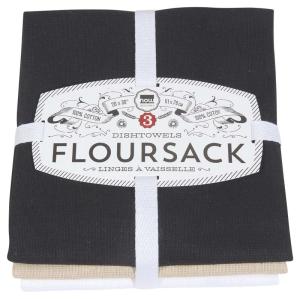 Tea Towels: Set of 3 - Black, Oyster and White