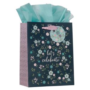 Gift Bag: Let's Celebrate Blue Floral Medium Gift Bag