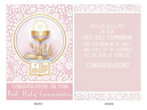 Card: First Holy Communion Pink Embossed Chalice