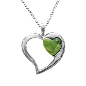 Necklace: Silver Heart with Greenstone