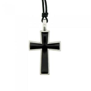 Necklace: Pewter Cross on Adjustable Thread