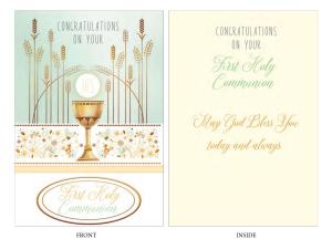 Card: First Holy Communion Congratulations Embossed