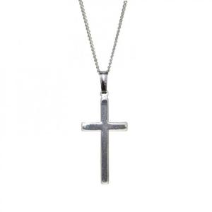 Necklace: Cross Silver Plain 25mm