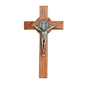 Crucifix: Olive Wood St Benedict