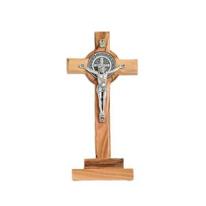 Crucifix: Standing Olive Wood - St Benedict