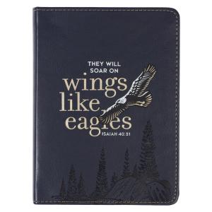 Journal: Wings Like Eagles - Navy Blue Faux Leather