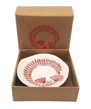 Small Bowl: Red Fantail & Pohutukawa On White, 7cm,